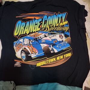 Orange County Speedway Middletown NY Graphic Tee - Blue & Yellow Race Car